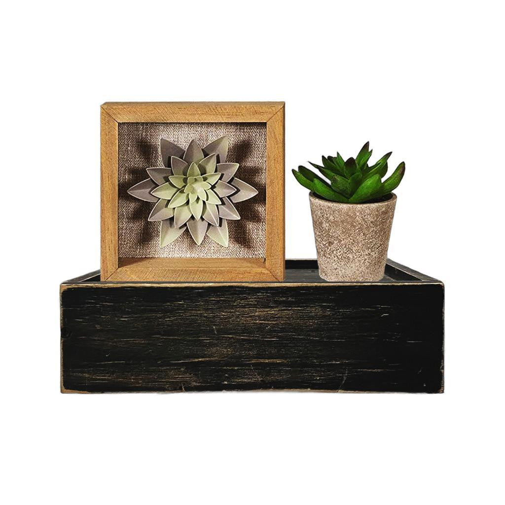 10" Black Distressed Wood Wall Mounted Floating Shelf With LED-Wall Mounted Shelves-DECOROLALA