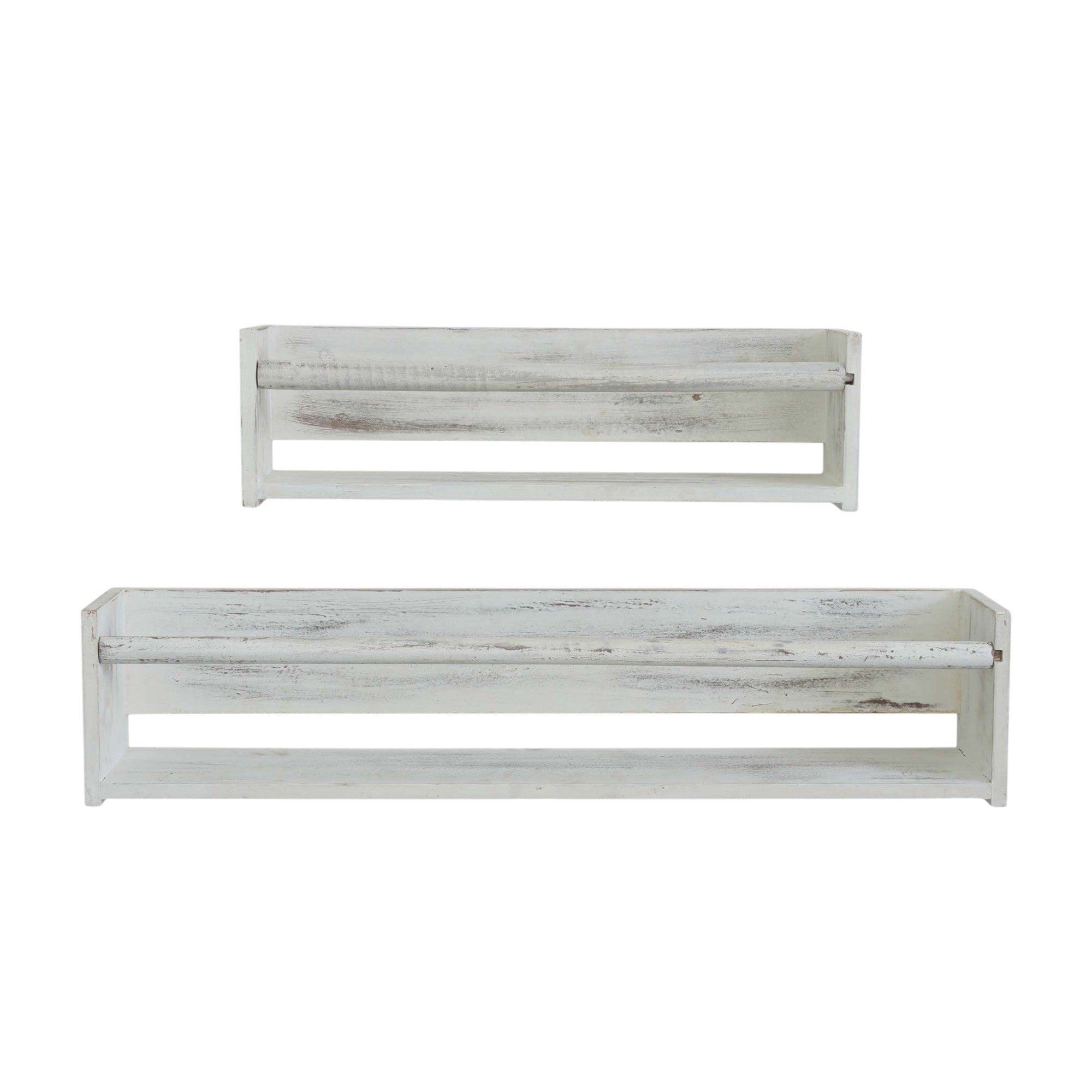 Set Of Two White Wood Wall Mounted Floating Shelves-6
