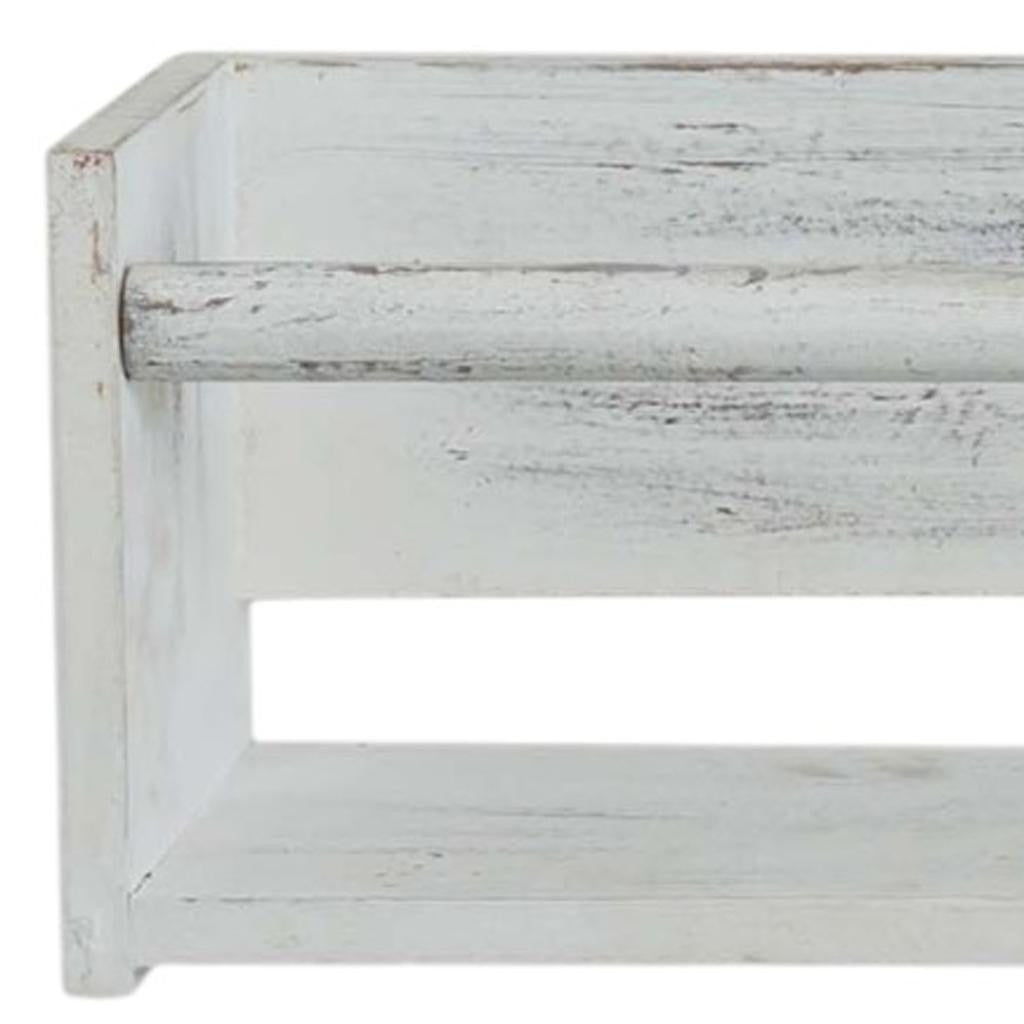 Set Of Two White Wood Wall Mounted Floating Shelves-7