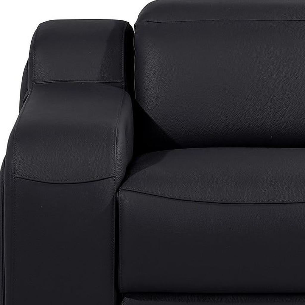 41" Black Italian Leather Wall Hugger Recliner With USB-Recliners-DECOROLALA