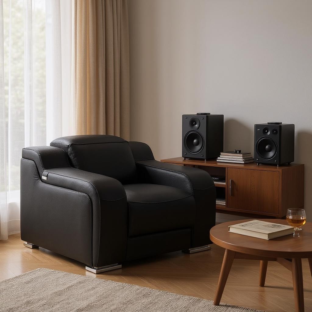 41" Black Italian Leather Wall Hugger Recliner With USB-Recliners-DECOROLALA