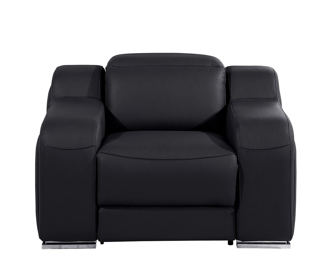 41" Black Italian Leather Wall Hugger Recliner With USB-Recliners-DECOROLALA