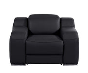 41" Black Italian Leather Wall Hugger Recliner With USB-Recliners-DECOROLALA