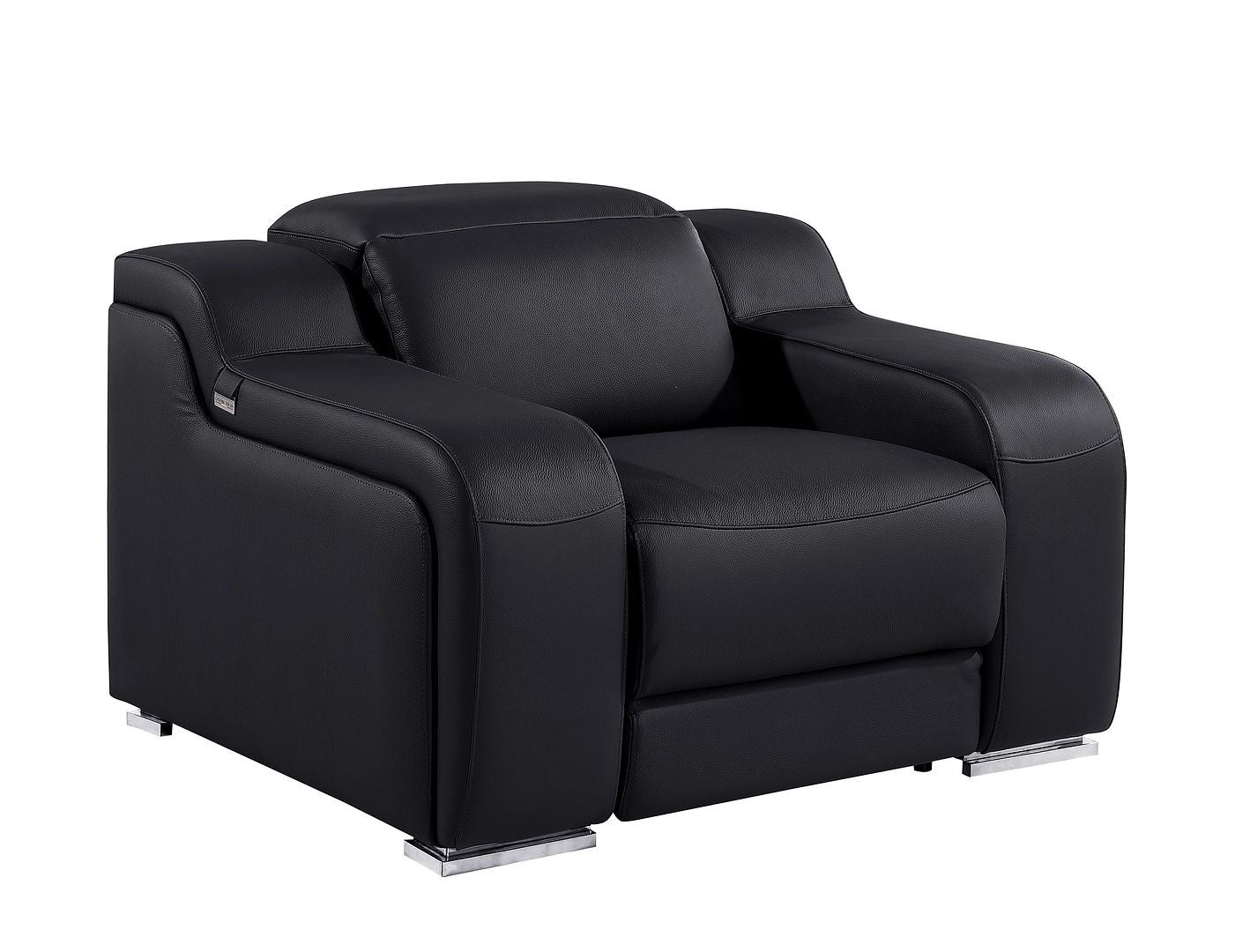 41" Black Italian Leather Wall Hugger Recliner With USB-Recliners-DECOROLALA