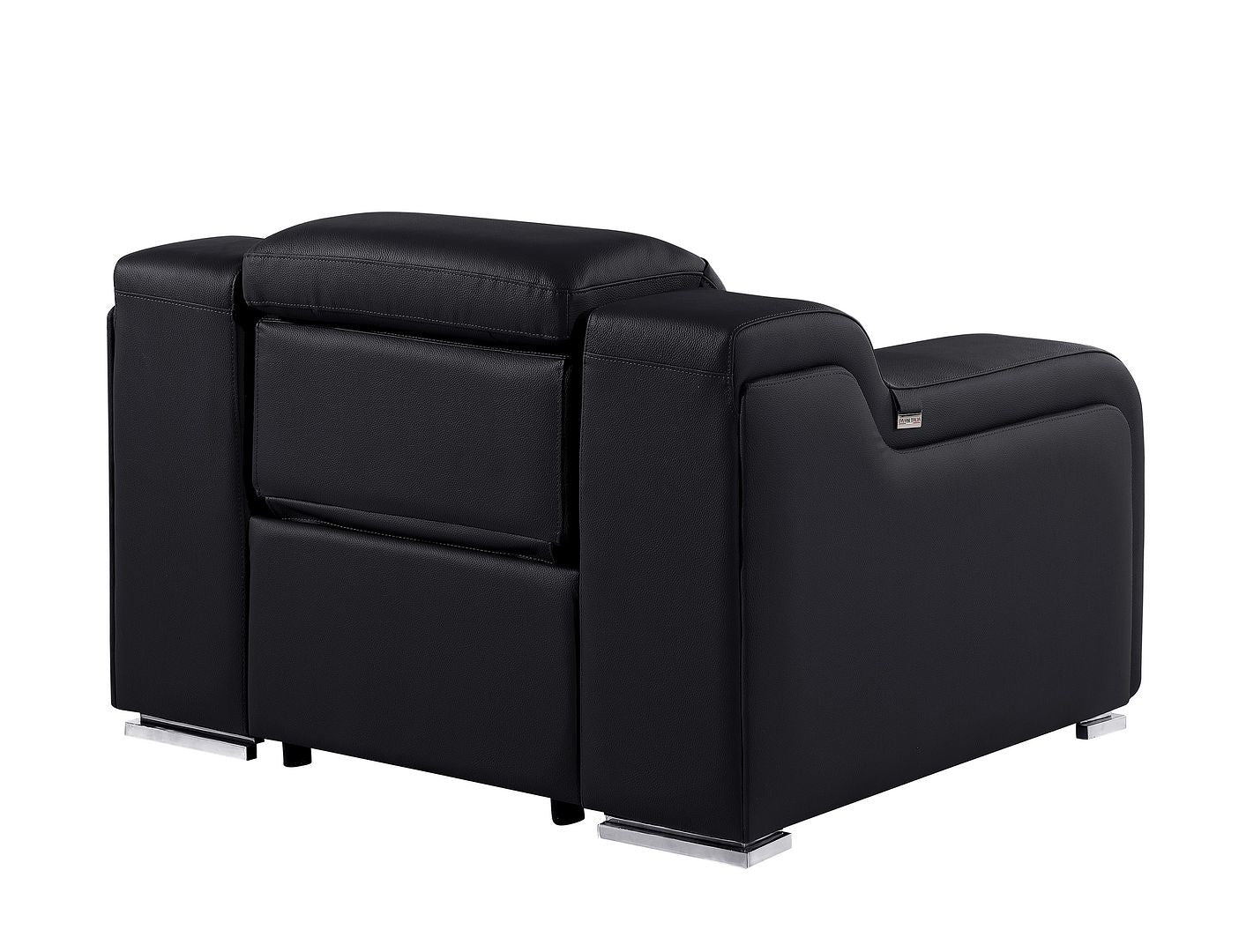 41" Black Italian Leather Wall Hugger Recliner With USB-Recliners-DECOROLALA