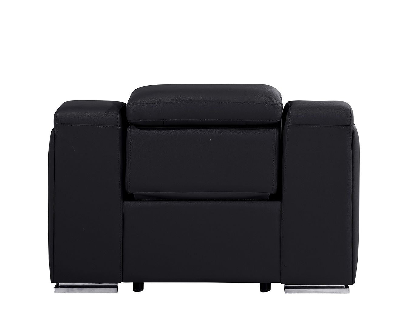 41" Black Italian Leather Wall Hugger Recliner With USB-Recliners-DECOROLALA