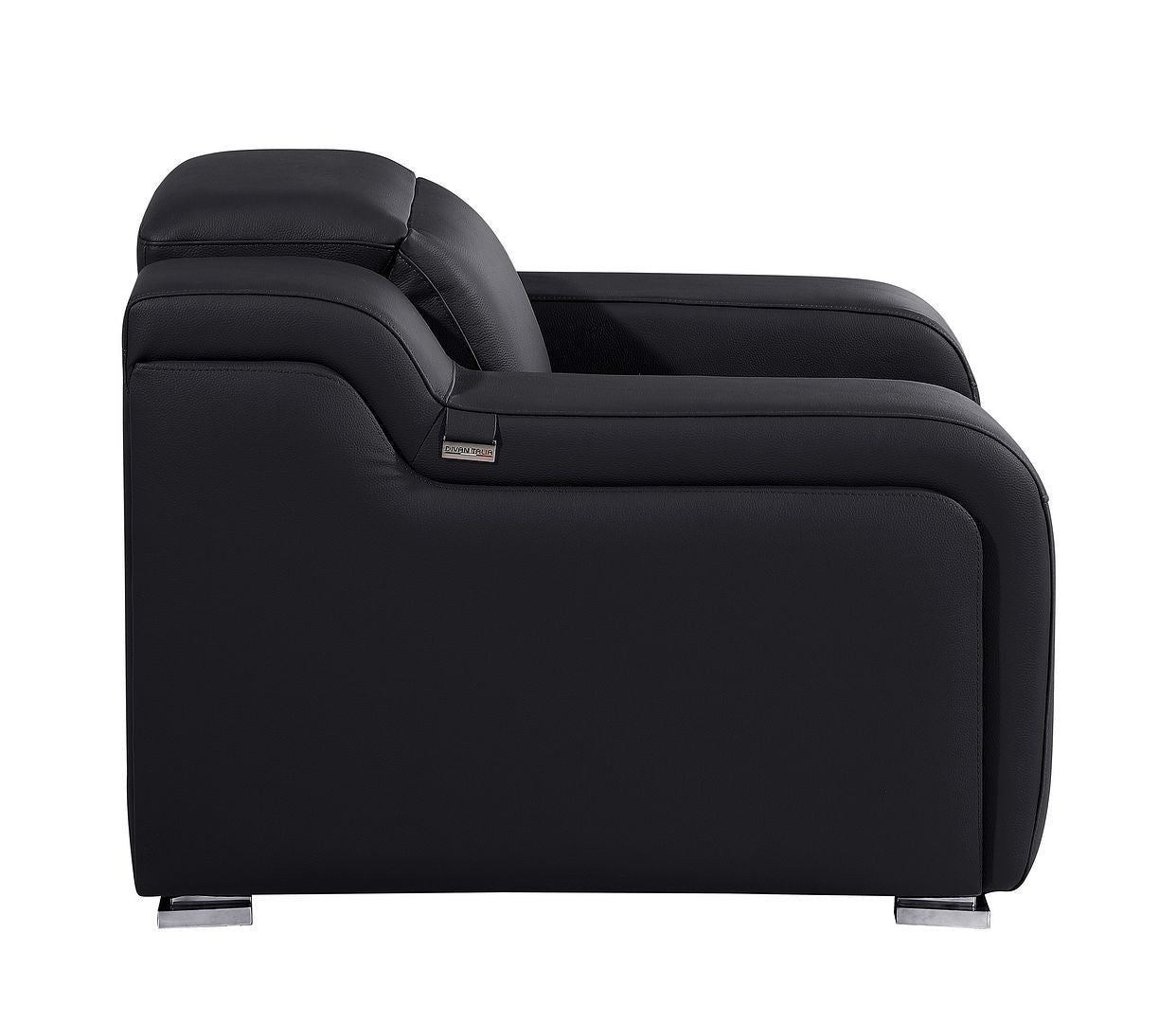 41" Black Italian Leather Wall Hugger Recliner With USB-Recliners-DECOROLALA