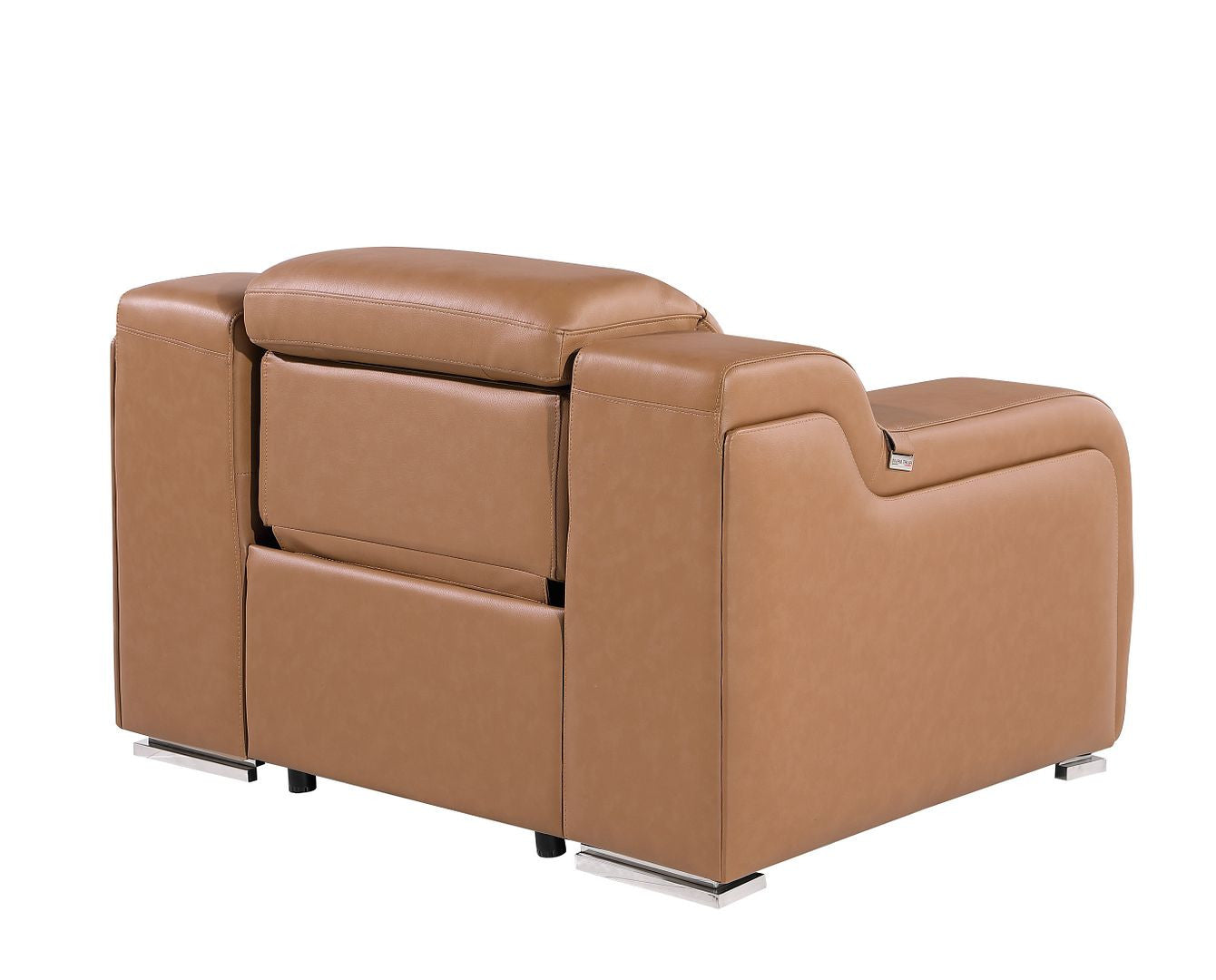 41" Chestnut Italian Leather Wall Hugger Recliner With USB-Recliners-DECOROLALA