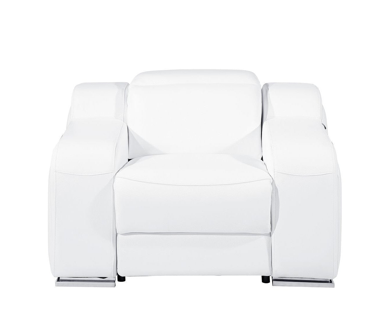 41" White Italian Leather Wall Hugger Recliner With USB-Recliners-DECOROLALA