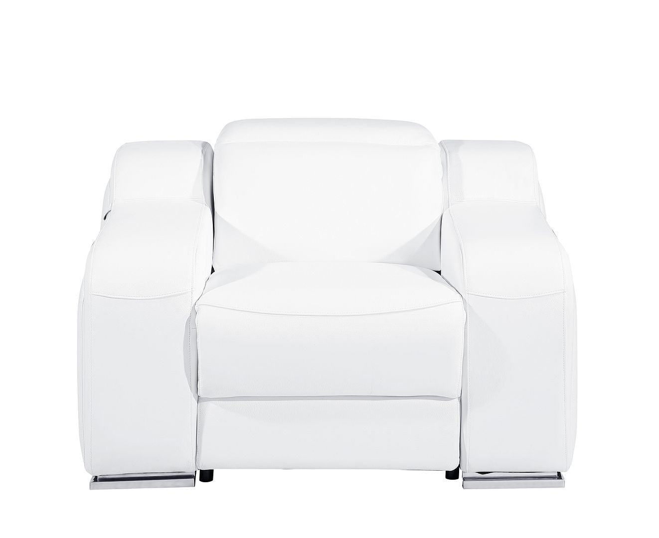 41" White Italian Leather Wall Hugger Recliner With USB-Recliners-DECOROLALA