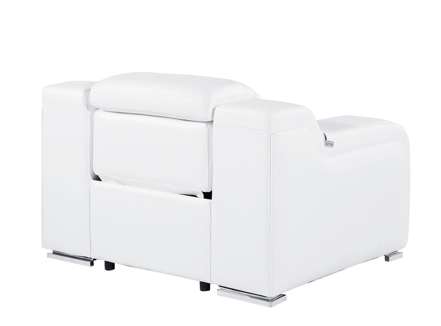 41" White Italian Leather Wall Hugger Recliner With USB-Recliners-DECOROLALA
