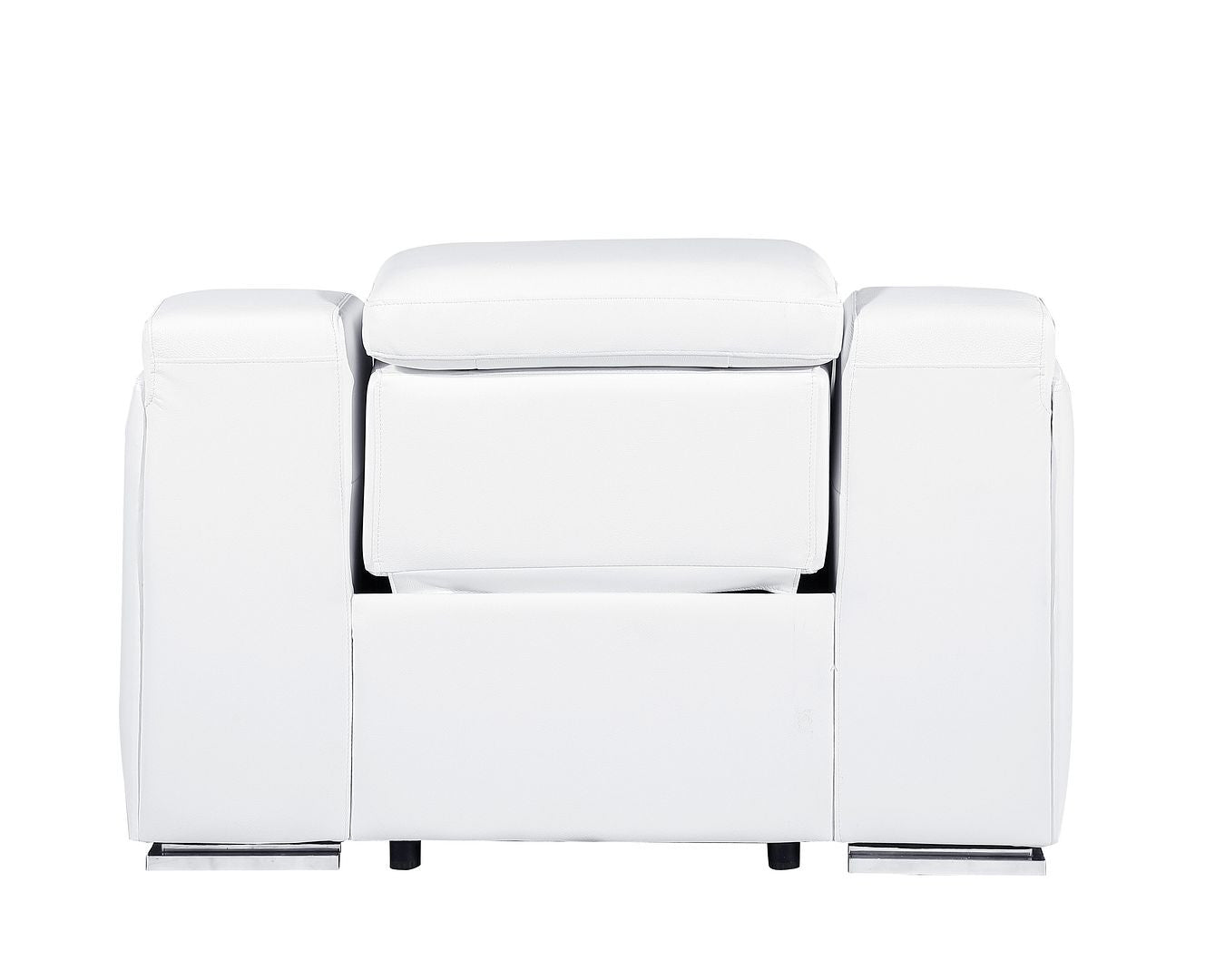 41" White Italian Leather Wall Hugger Recliner With USB-Recliners-DECOROLALA