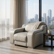 41" Light Gray Italian Leather Wall Hugger Recliner With USB-Recliners-DECOROLALA