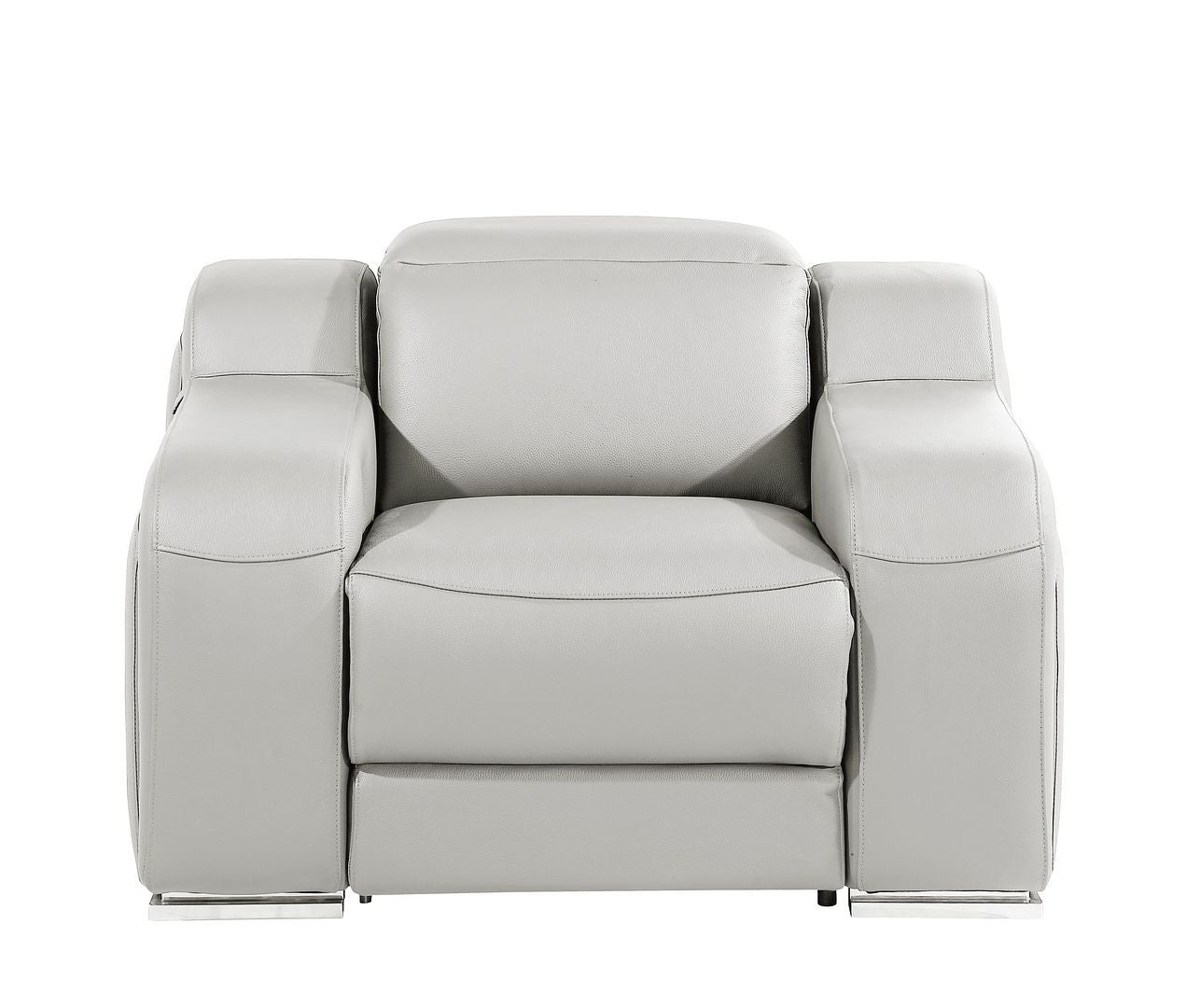 41" Light Gray Italian Leather Wall Hugger Recliner With USB-Recliners-DECOROLALA