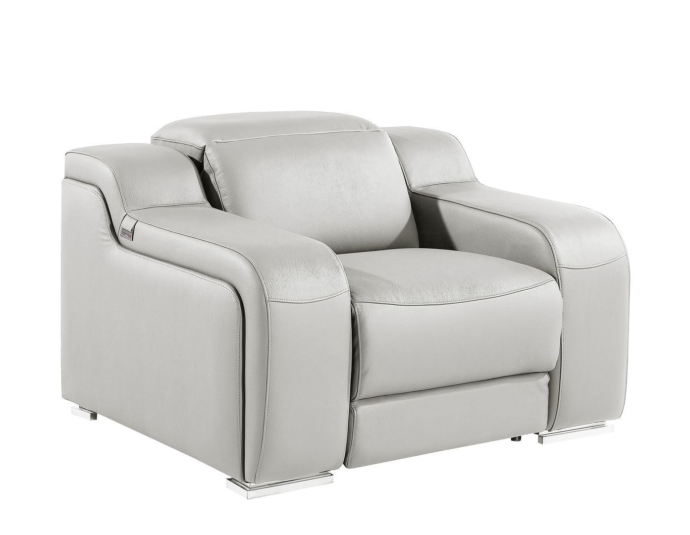 41" Light Gray Italian Leather Wall Hugger Recliner With USB-Recliners-DECOROLALA