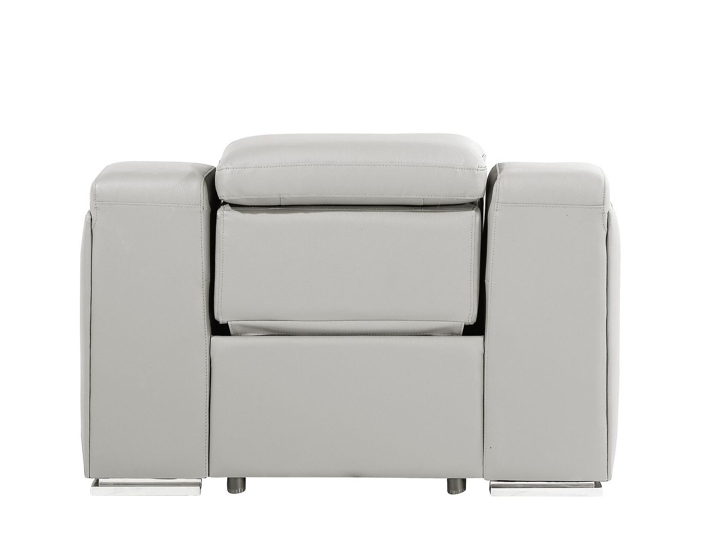 41" Light Gray Italian Leather Wall Hugger Recliner With USB-Recliners-DECOROLALA