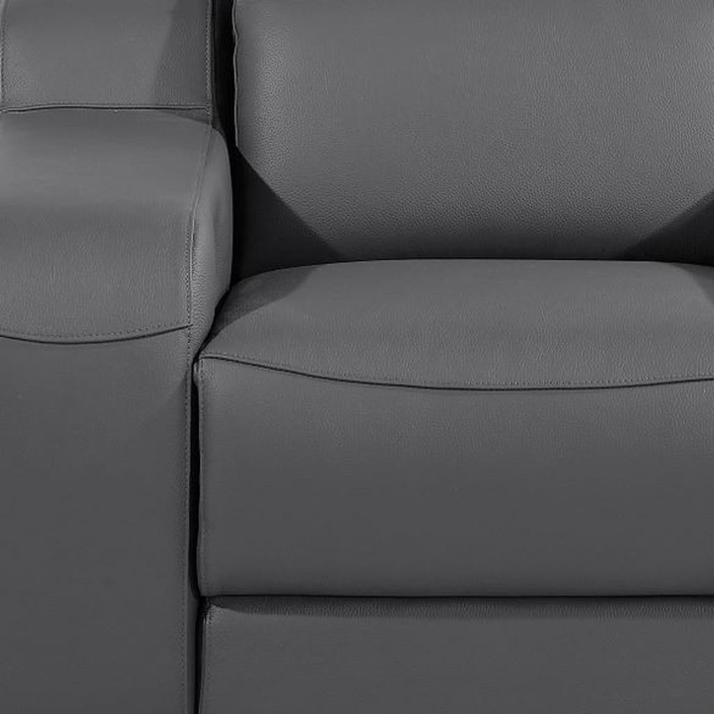 41" Dark Gray Italian Leather Wall Hugger Recliner With USB-Recliners-DECOROLALA