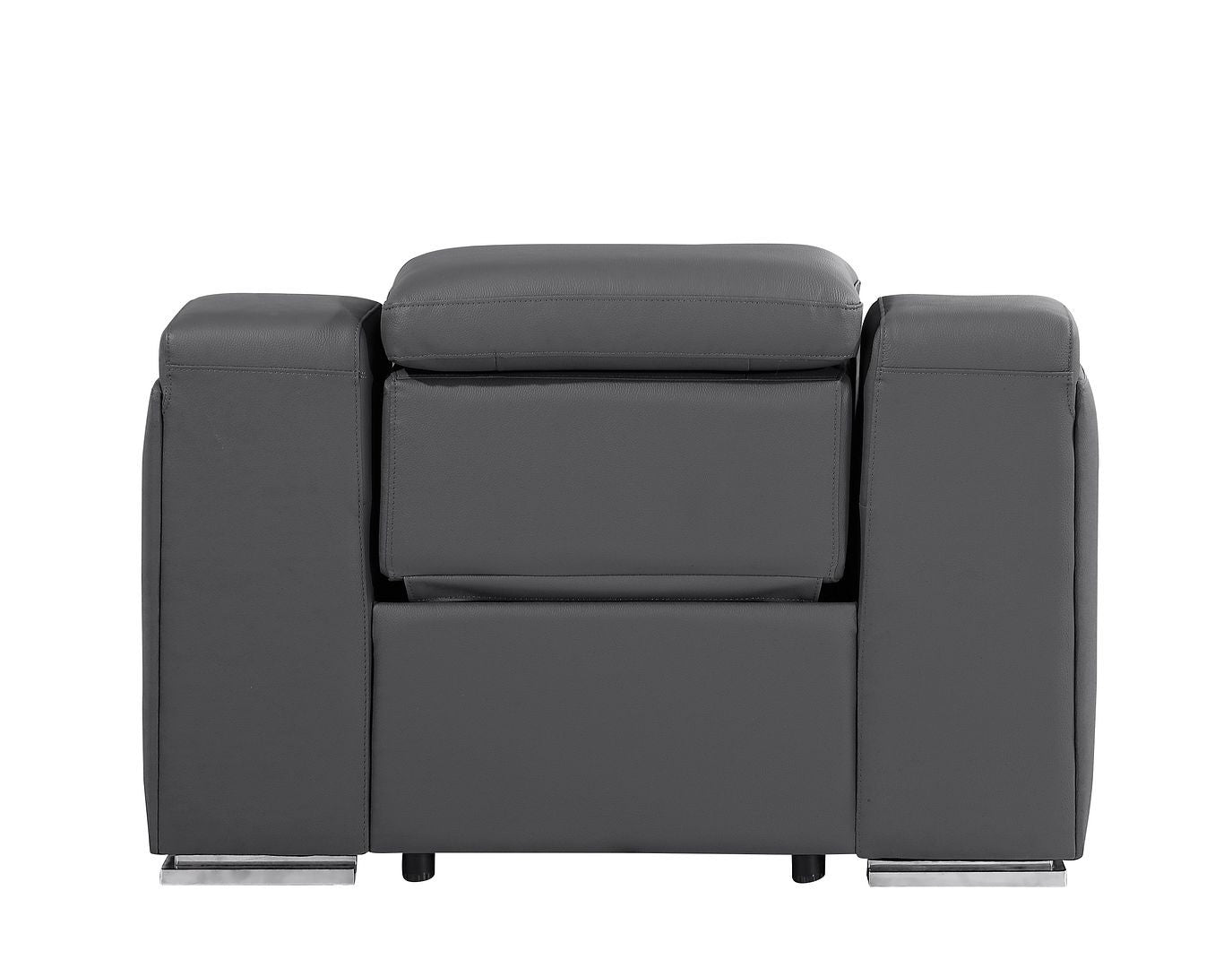 41" Dark Gray Italian Leather Wall Hugger Recliner With USB-Recliners-DECOROLALA