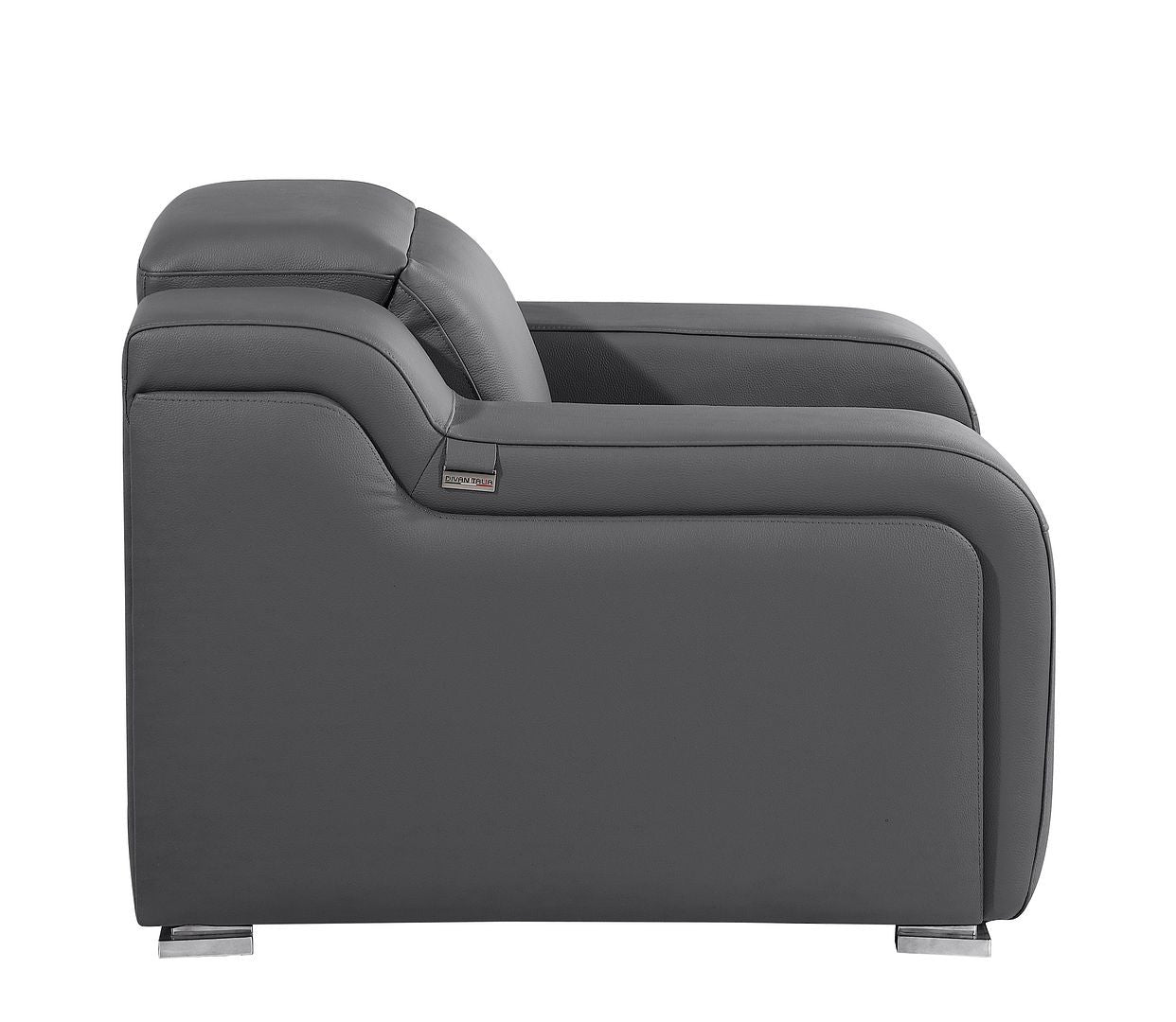 41" Dark Gray Italian Leather Wall Hugger Recliner With USB-Recliners-DECOROLALA
