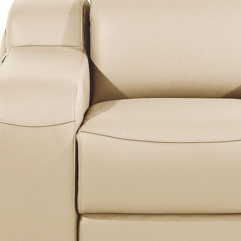 41" Beige Italian Leather Wall Hugger Recliner With USB-Recliners-DECOROLALA