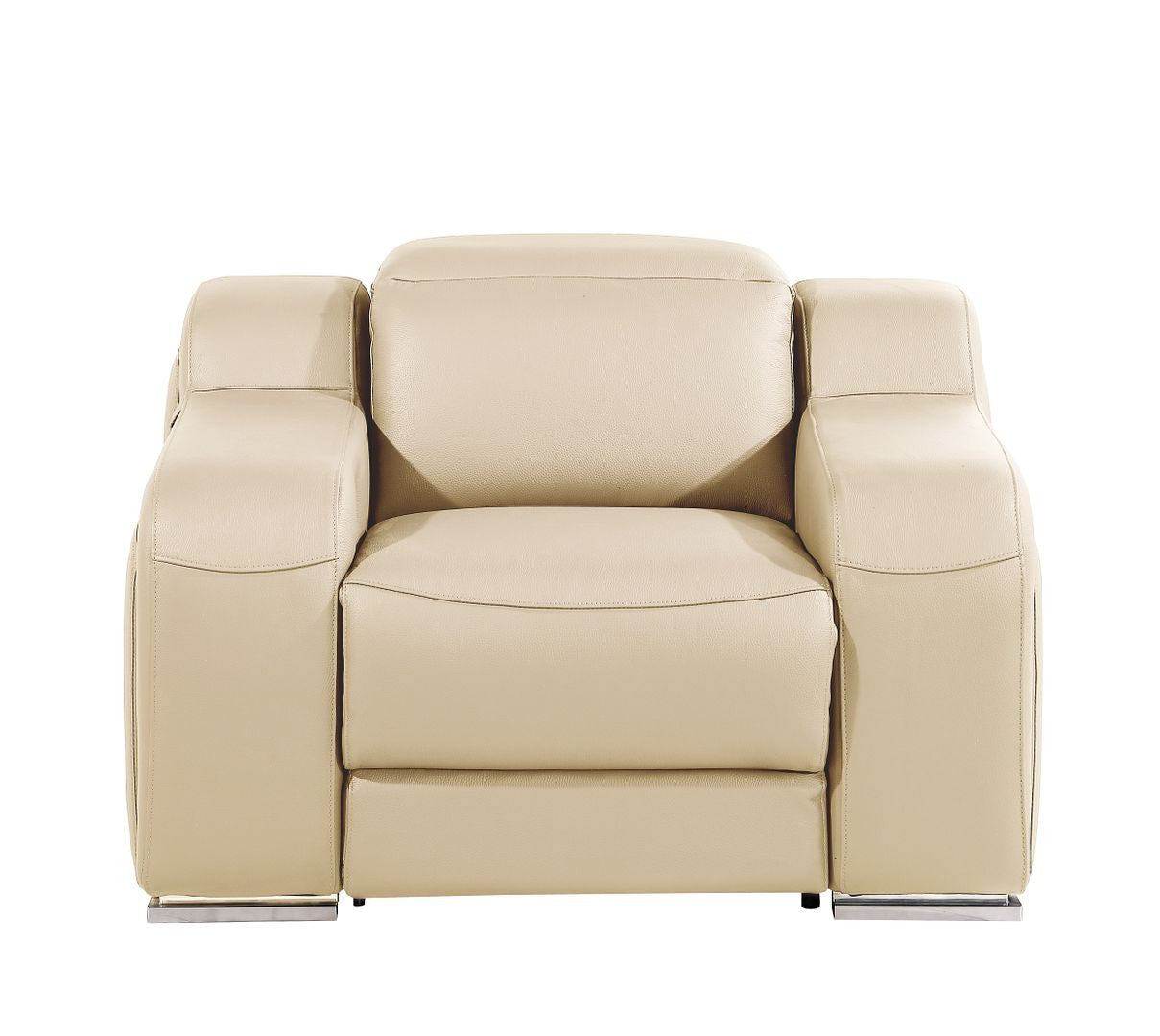 41" Beige Italian Leather Wall Hugger Recliner With USB-Recliners-DECOROLALA