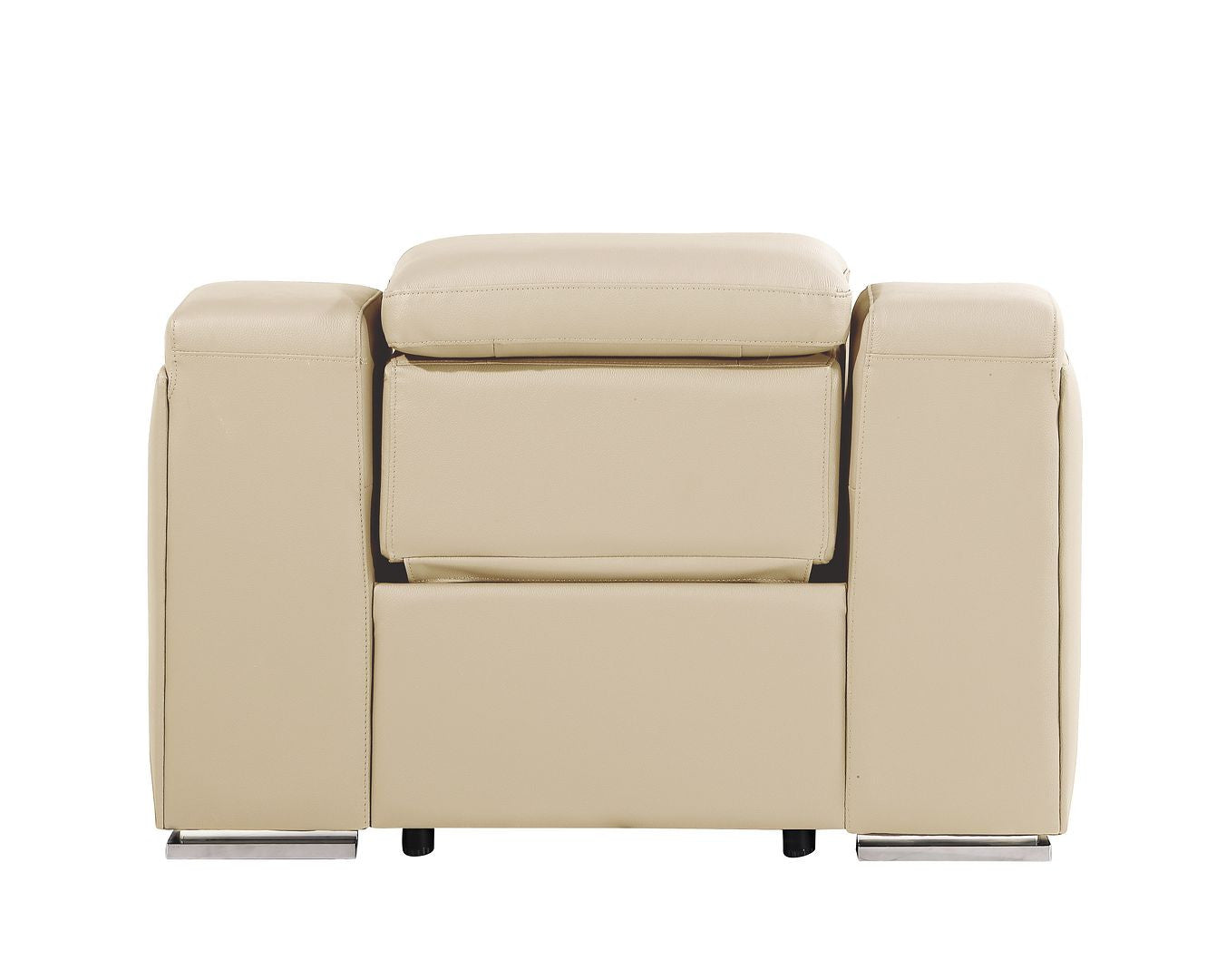 41" Beige Italian Leather Wall Hugger Recliner With USB-Recliners-DECOROLALA