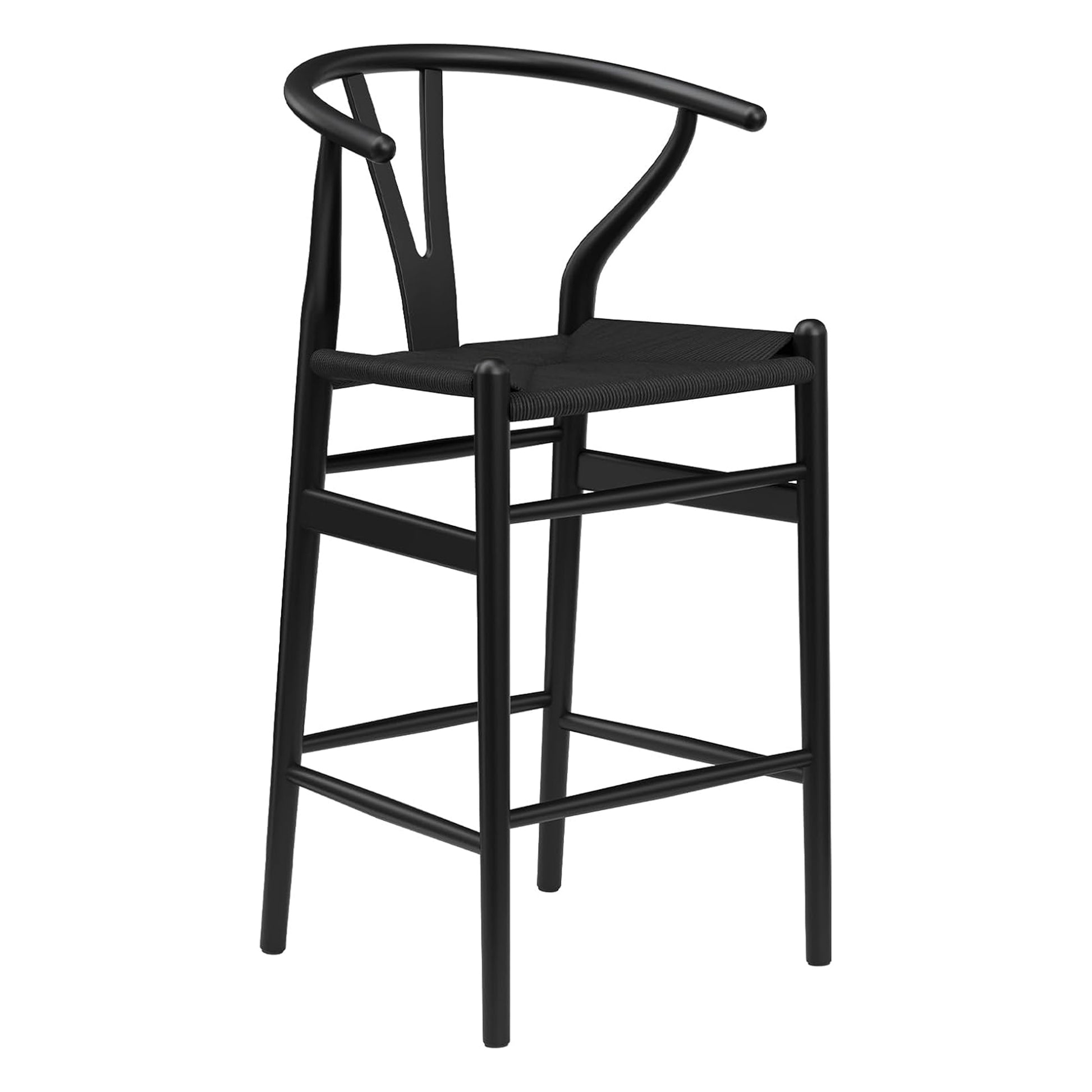 27" Black Solid Wood Counter Height Bar Chair-1