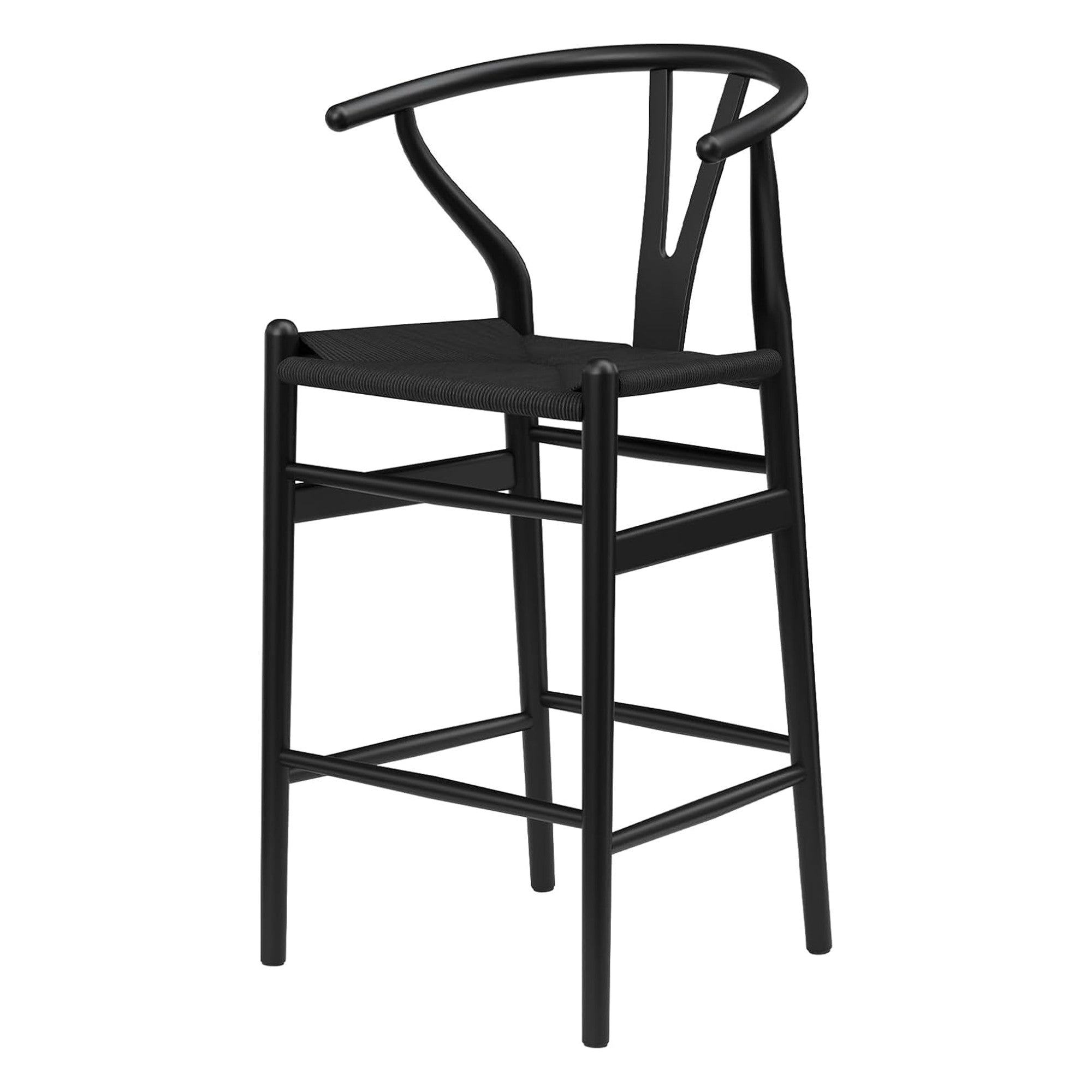27" Black Solid Wood Counter Height Bar Chair-2