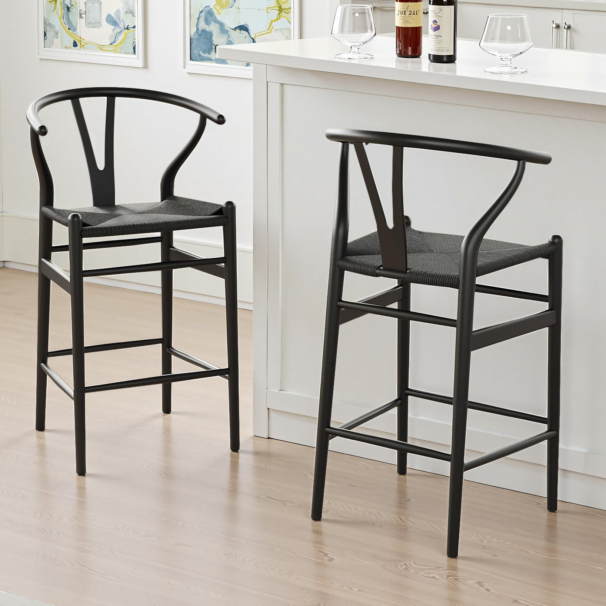 27" Black Solid Wood Counter Height Bar Chair-4