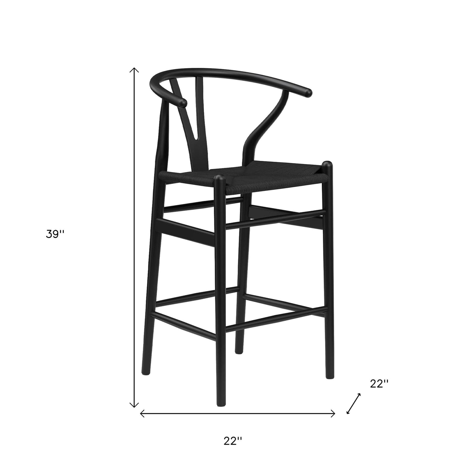 27" Black Solid Wood Counter Height Bar Chair-6