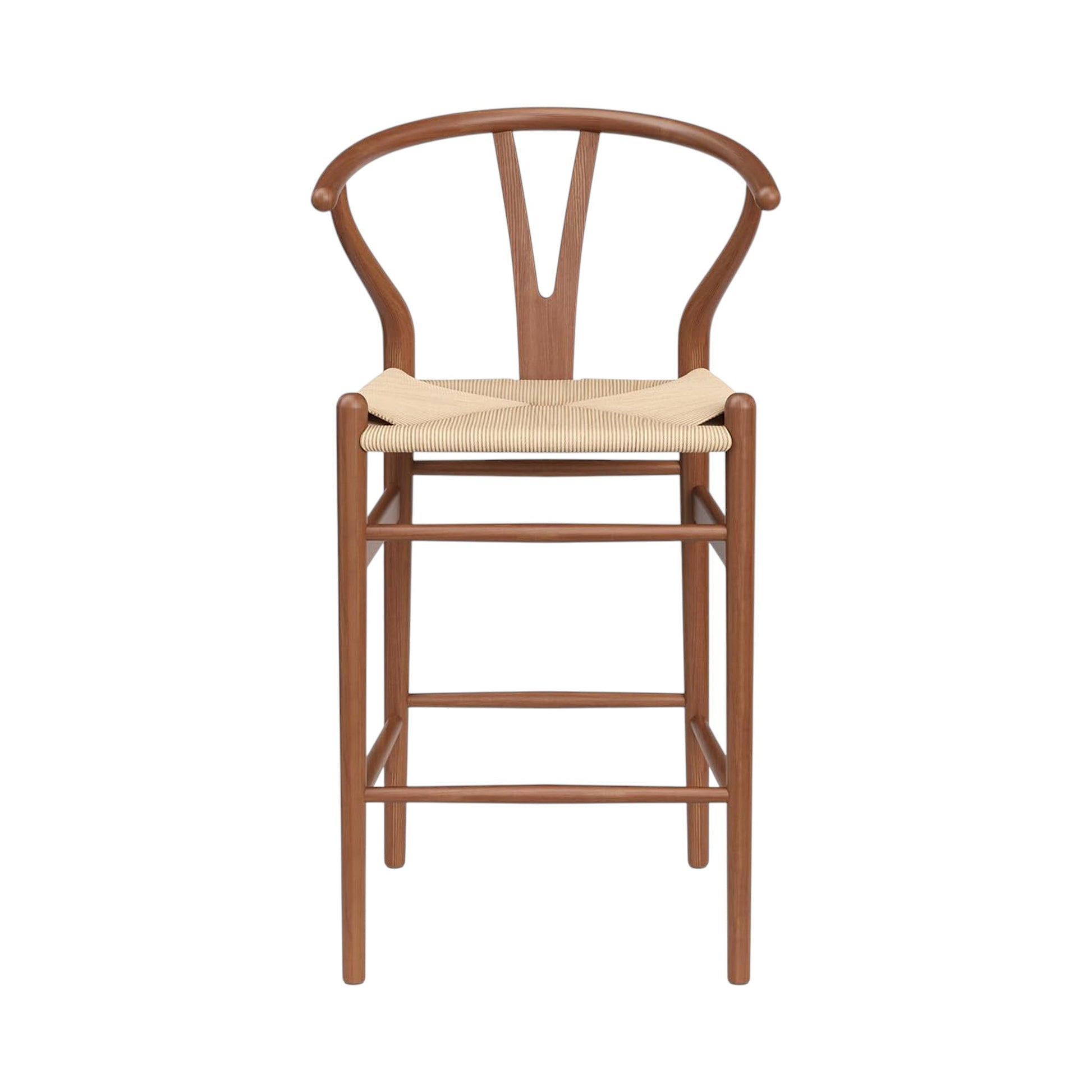 27" Beige and Walnut Solid Wood Counter Height Bar Chair-1