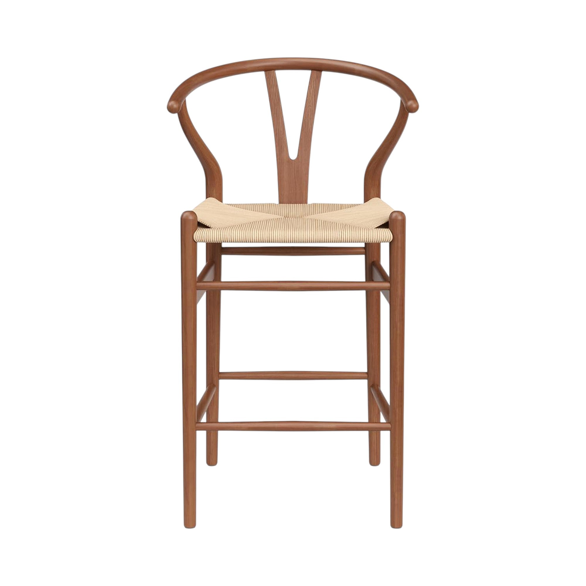 27" Beige and Walnut Solid Wood Counter Height Bar Chair-1