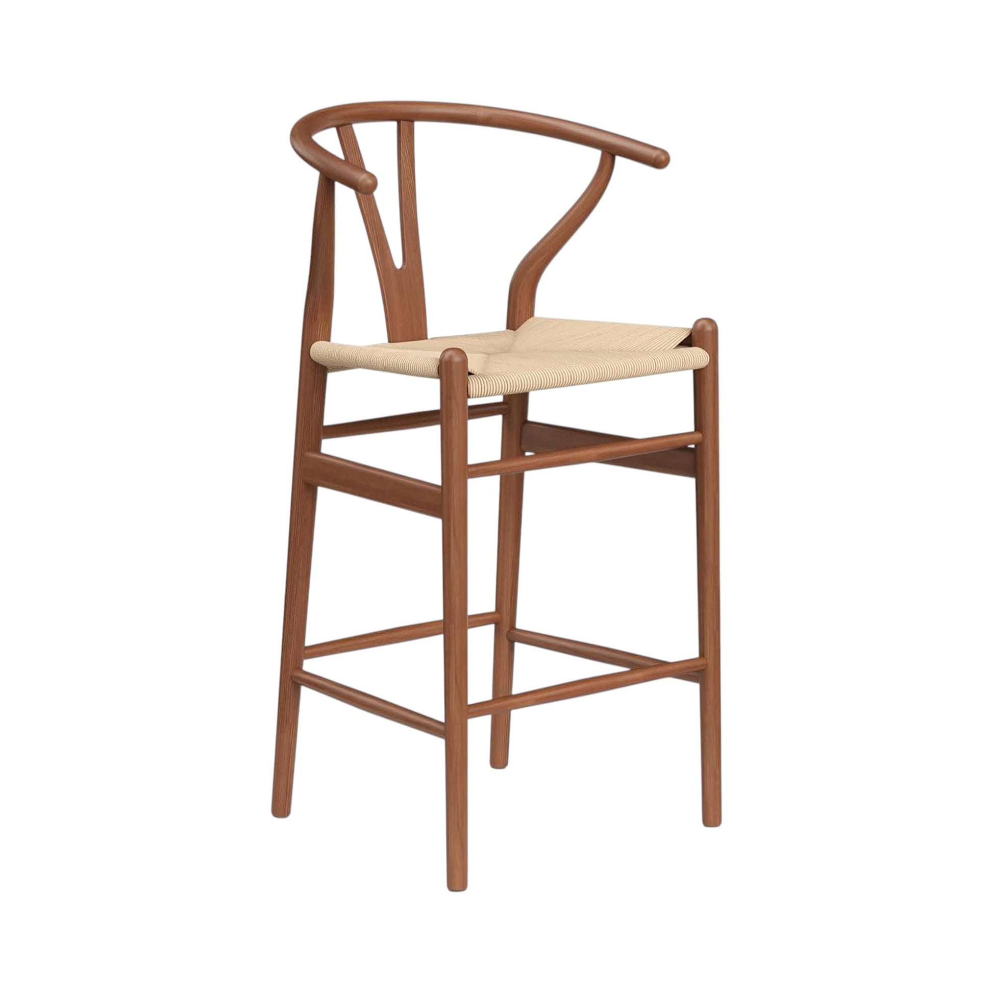 27" Beige and Walnut Solid Wood Counter Height Bar Chair-2