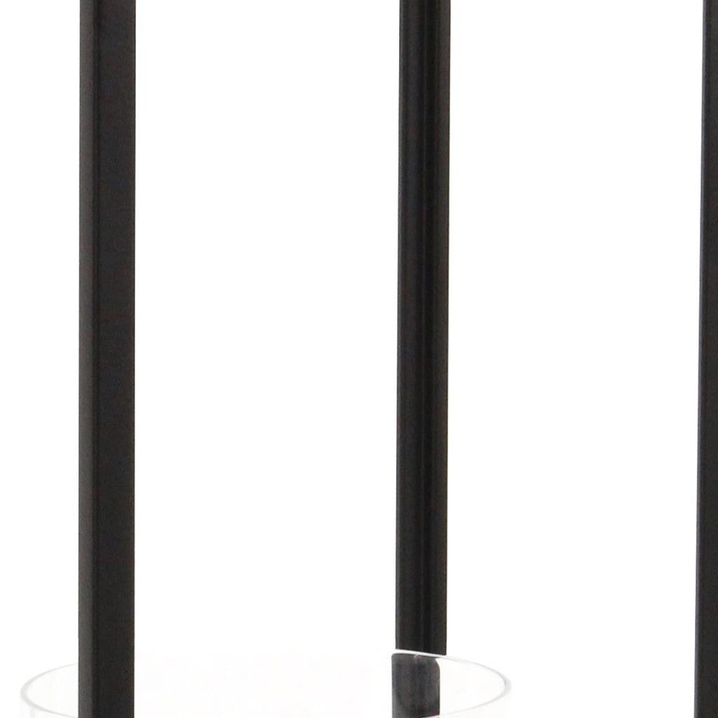 16" Black And Clear Metal And Glass Tabletop Candle Holder-Candle Holders-DECOROLALA