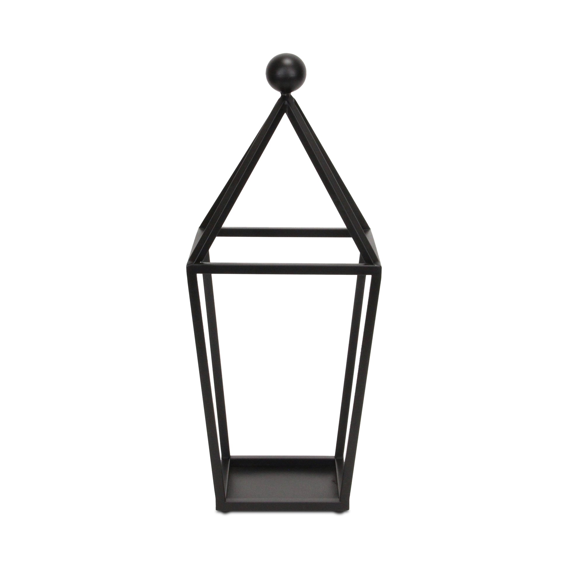 24" Black Geometric Metal Tabletop Lantern Candle Holder-Candle Holders-DECOROLALA