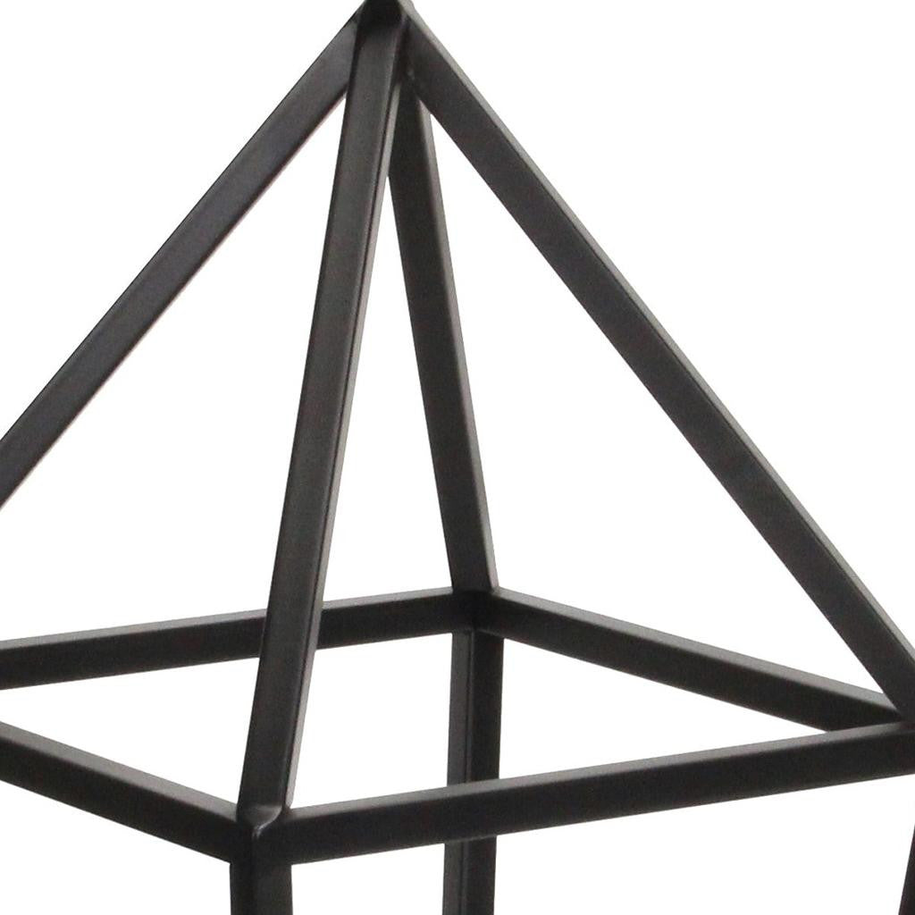 24" Black Geometric Metal Tabletop Lantern Candle Holder-Candle Holders-DECOROLALA