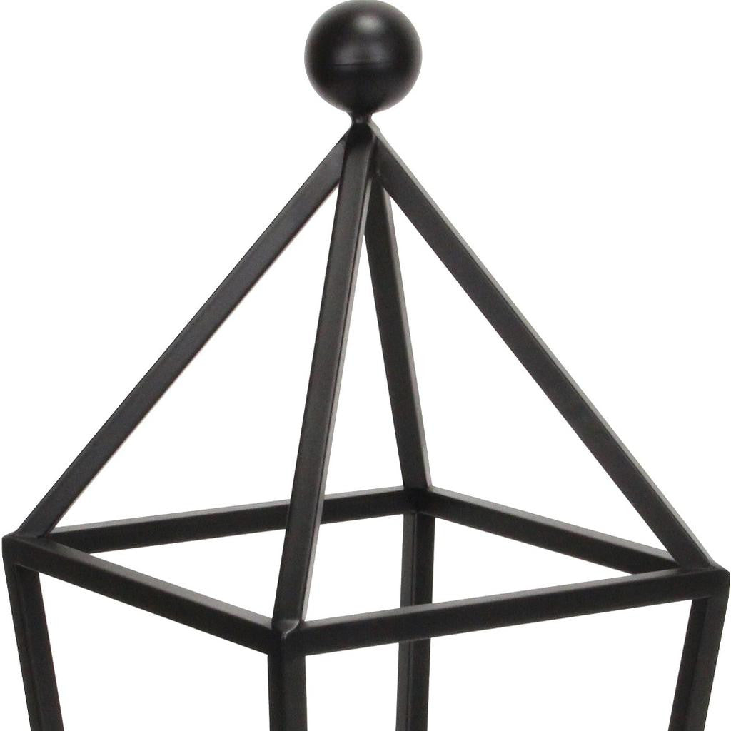24" Black Geometric Metal Tabletop Lantern Candle Holder-Candle Holders-DECOROLALA
