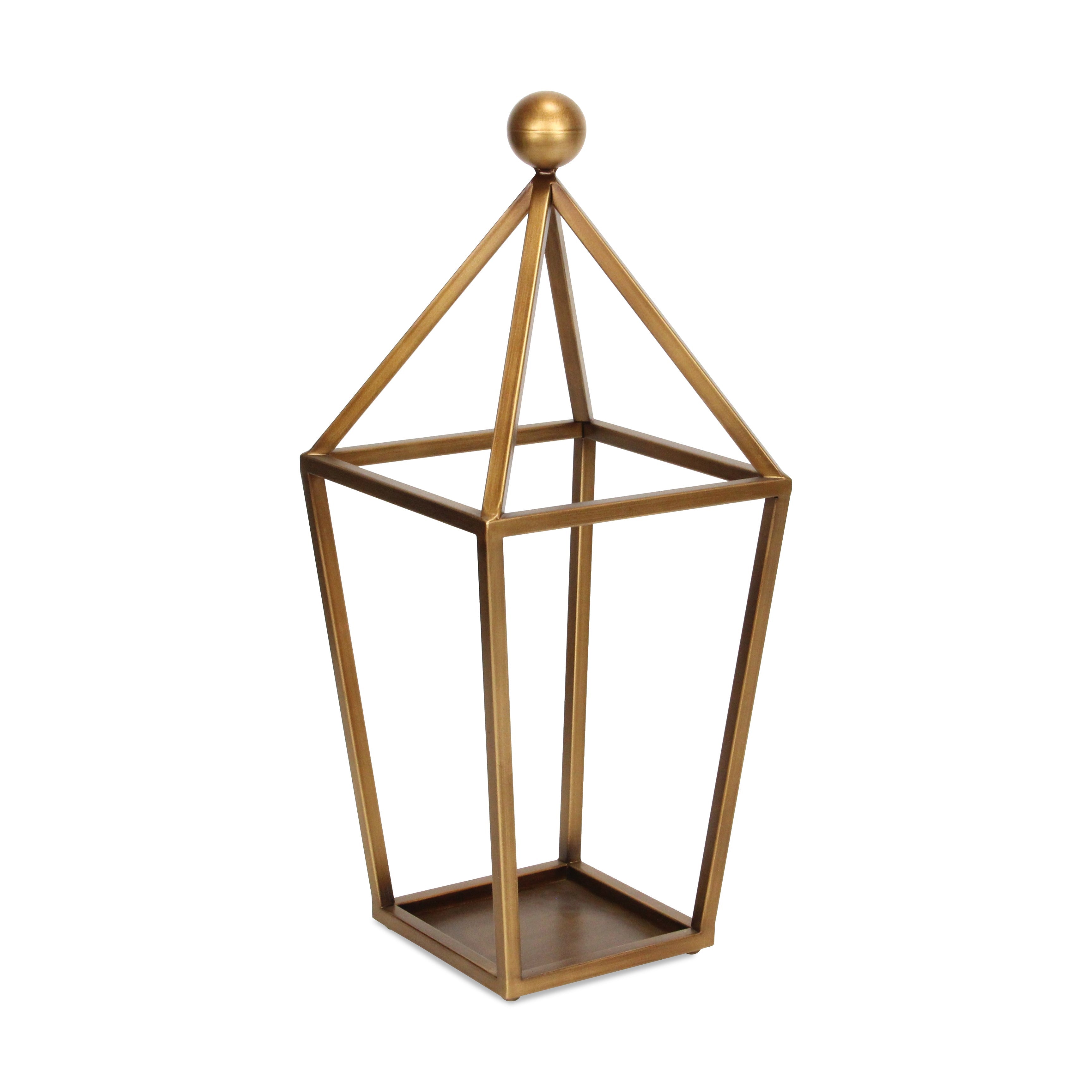24" Gold Geometric Metal Tabletop Lantern Candle Holder-Candle Holders-DECOROLALA