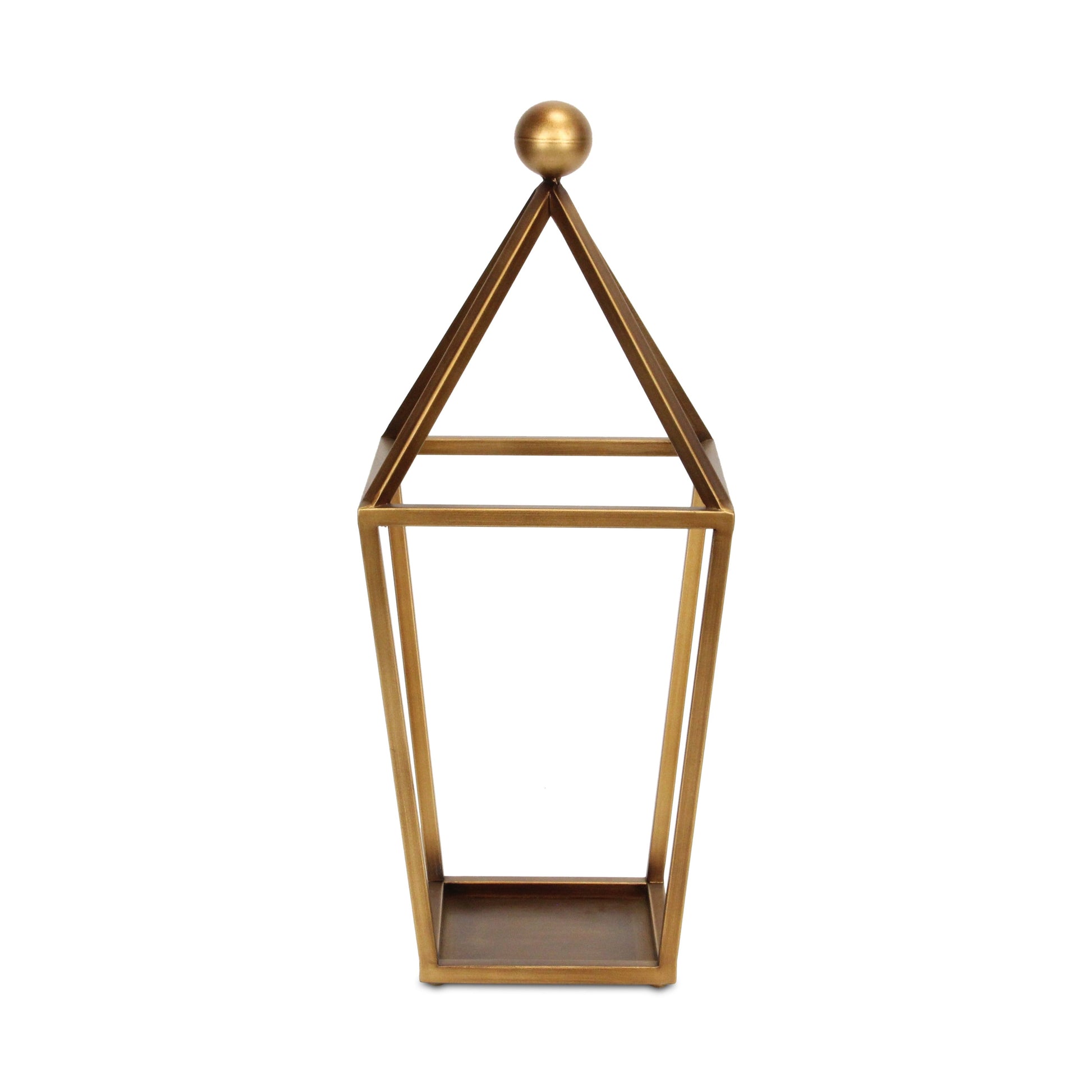 24" Gold Geometric Metal Tabletop Lantern Candle Holder-Candle Holders-DECOROLALA