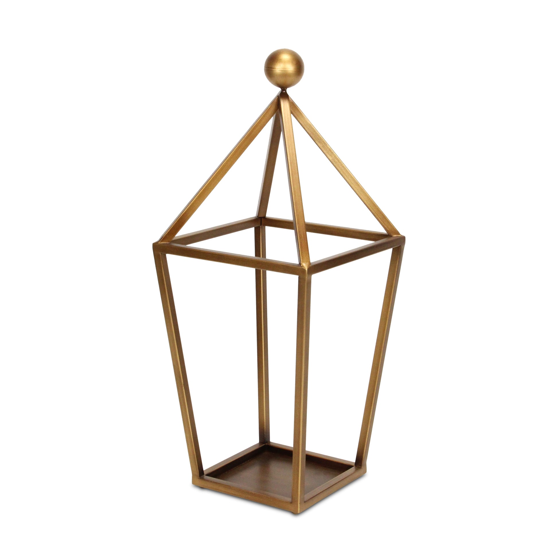 24" Gold Geometric Metal Tabletop Lantern Candle Holder-Candle Holders-DECOROLALA