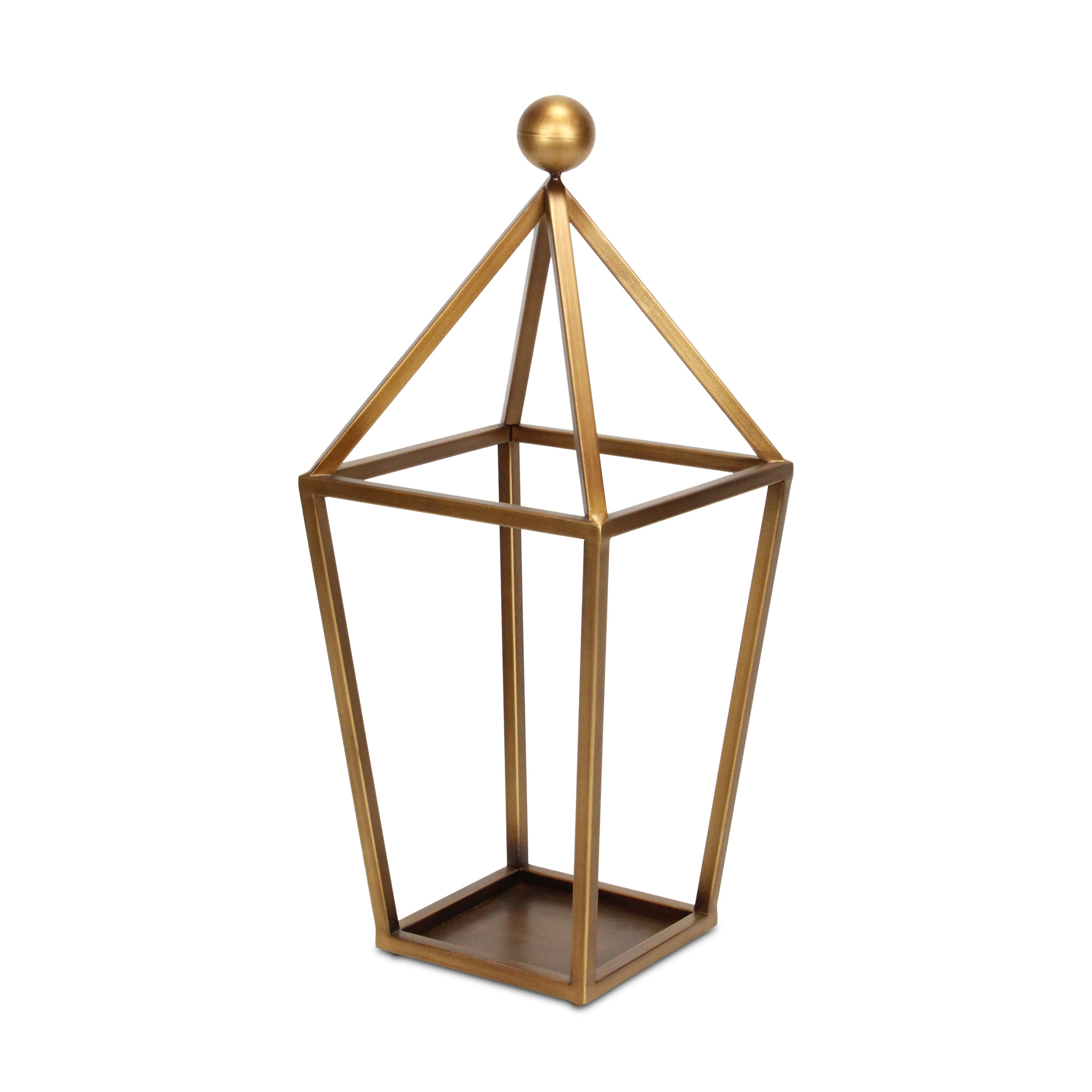 24" Gold Geometric Metal Tabletop Lantern Candle Holder-Candle Holders-DECOROLALA