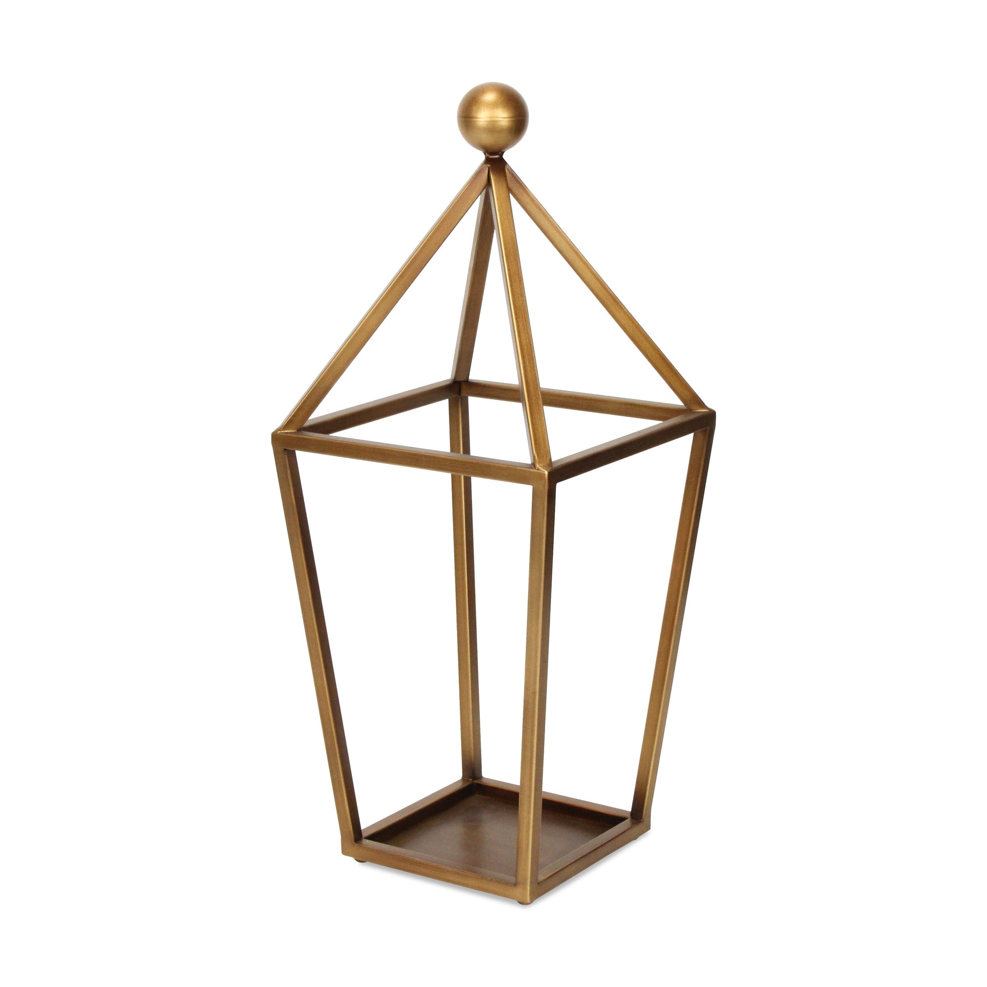 24" Gold Geometric Metal Tabletop Lantern Candle Holder-Candle Holders-DECOROLALA
