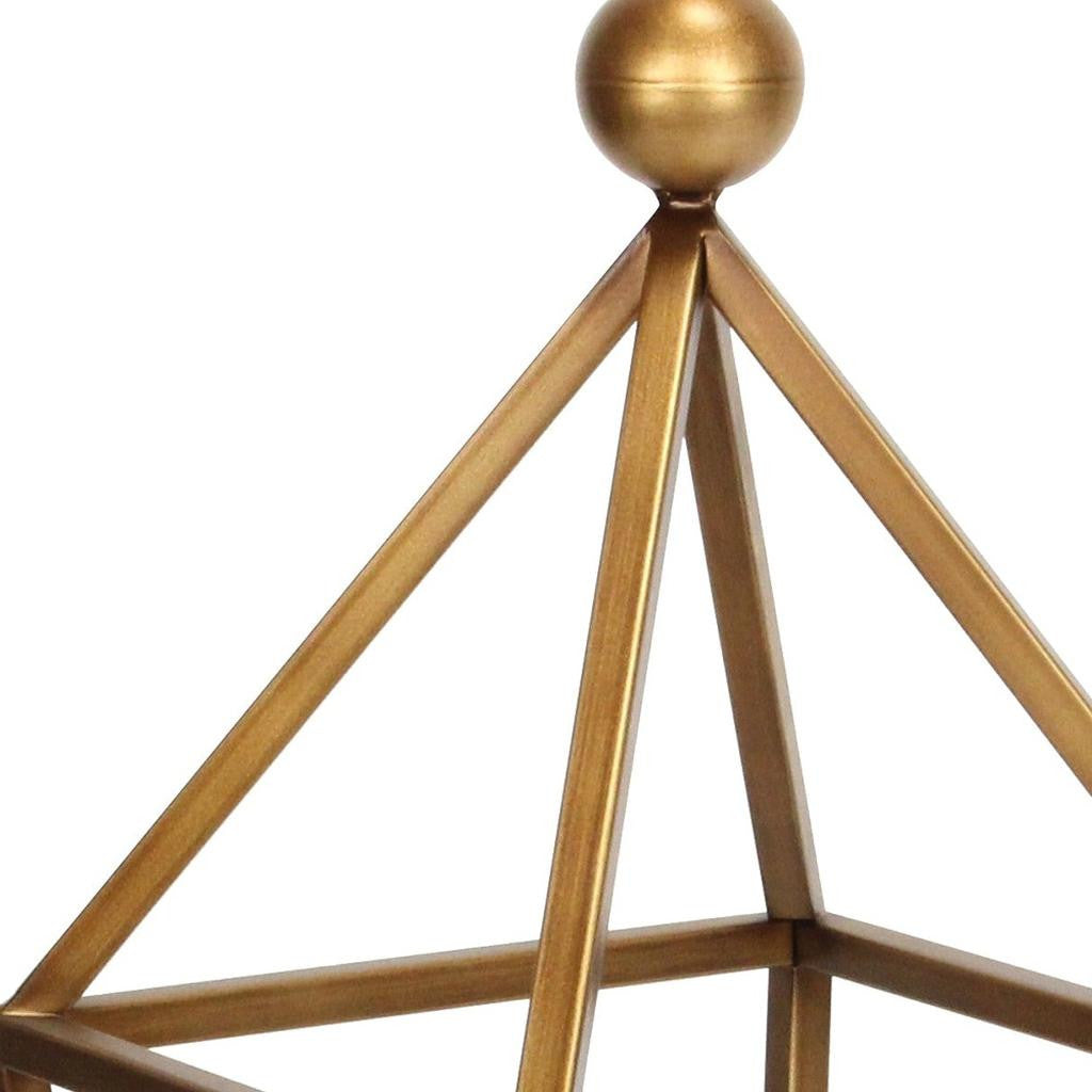 24" Gold Geometric Metal Tabletop Lantern Candle Holder-Candle Holders-DECOROLALA