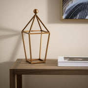 24" Gold Geometric Metal Tabletop Lantern Candle Holder-Candle Holders-DECOROLALA