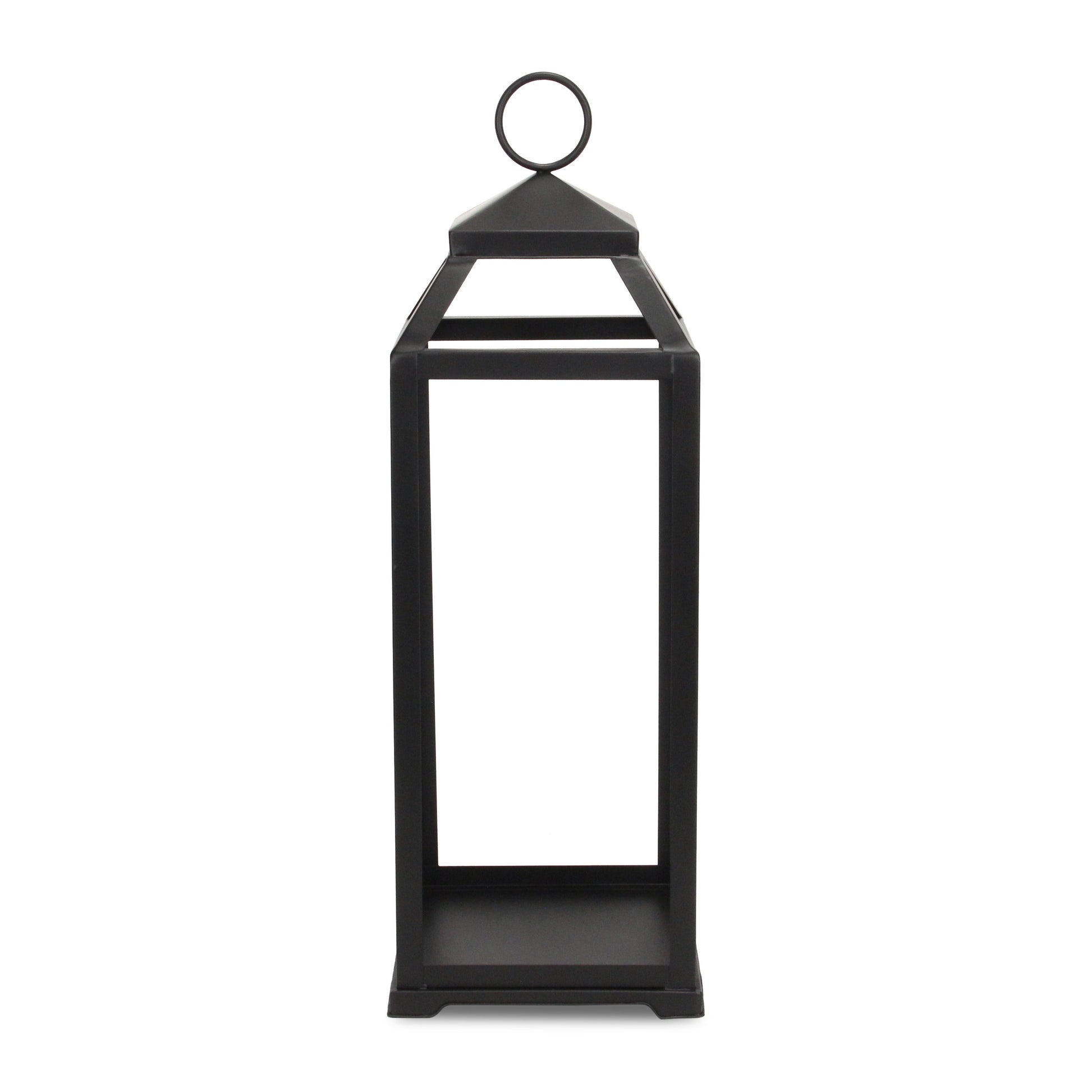 29" Black Geometric Metal Floor Lantern Candle Holder-Candle Holders-DECOROLALA
