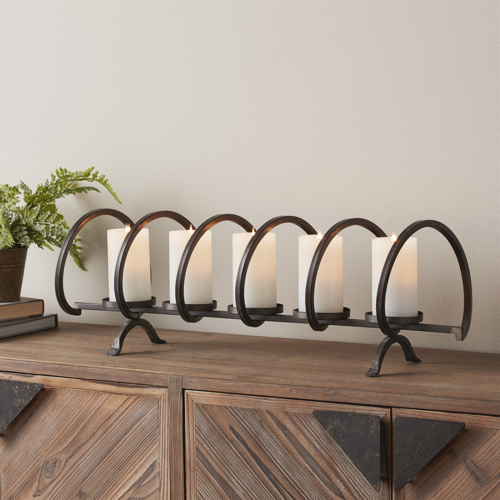 10" Black Metal Centerpiece Candelabra Candle Holder-Candle Holders-DECOROLALA