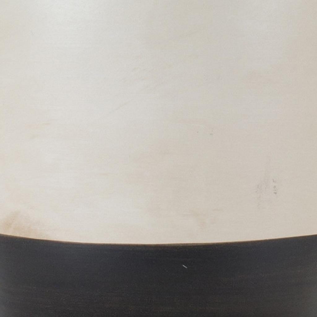 Set of Two Cream And Black Distressed Ceramic Tabletop Pillar Candle Holders-Candle Holders-DECOROLALA
