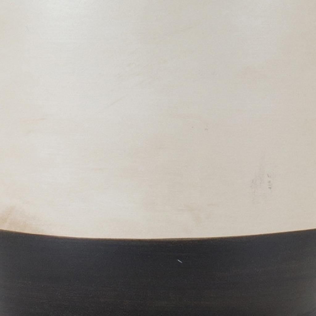 Set of Two Cream And Black Distressed Ceramic Tabletop Pillar Candle Holders-Candle Holders-DECOROLALA