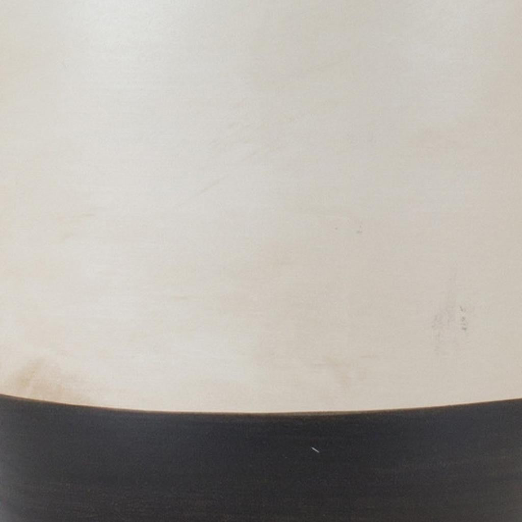Set of Two Cream And Black Distressed Ceramic Tabletop Pillar Candle Holders-Candle Holders-DECOROLALA