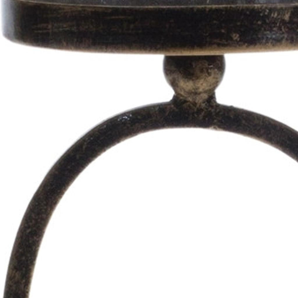 Set of Two Antiqued Bronze Geometric Glass And Metal Tabletop Hurricane Candle Holders-Candle Holders-DECOROLALA